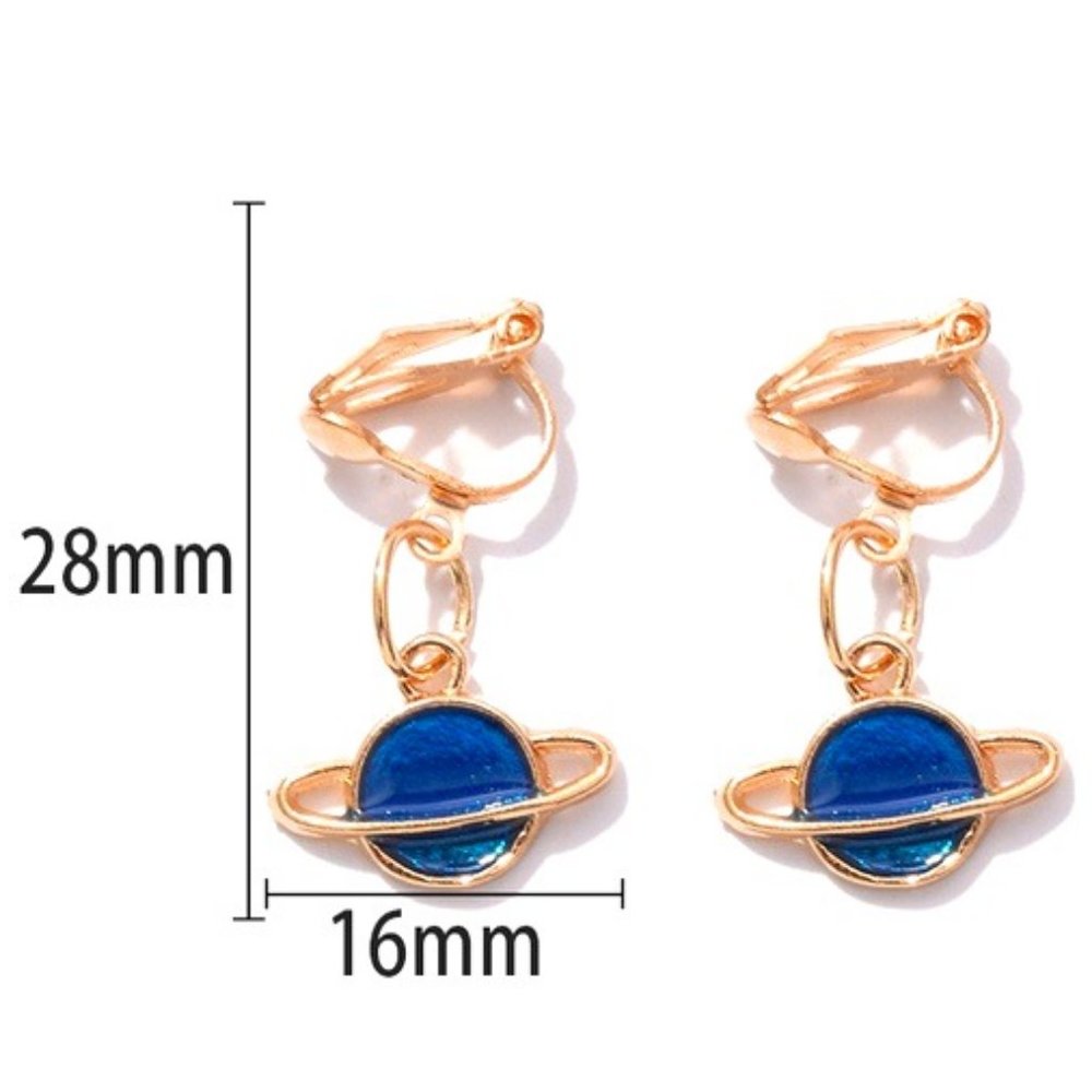 **NEW Planet Small CLIP-ON EARRINGS Planet Space - Earth CLIP ON !!